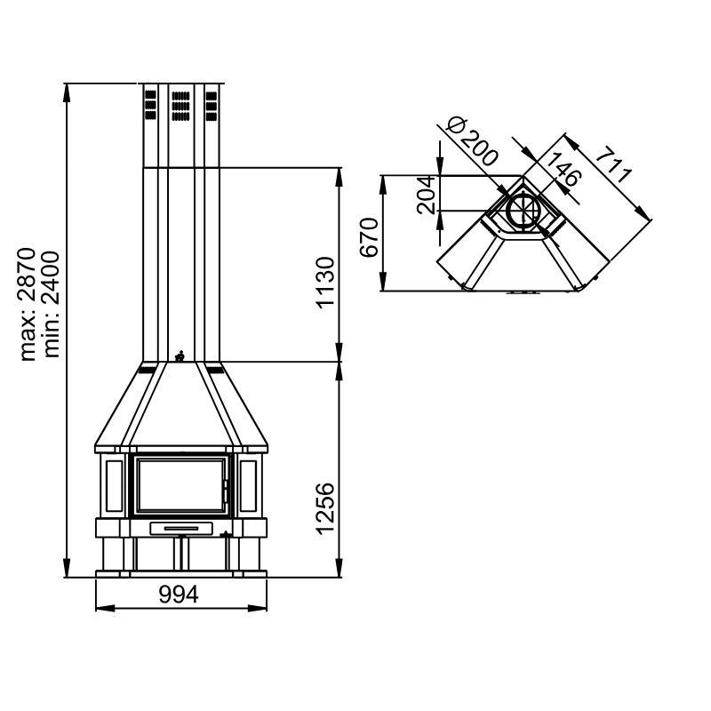 Cheminée à bois d’angle – BRONPI Lorca – R 14 kW – Image 10