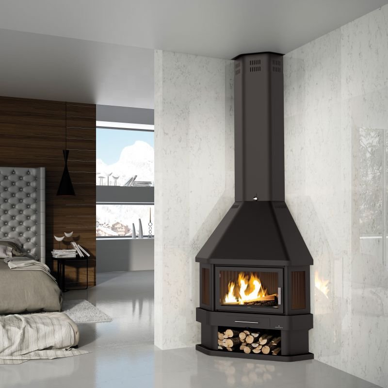 Cheminée à bois d’angle – BRONPI Lorca – R 14 kW